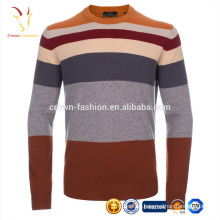 Top Quality Cashmere Stripe Crew Neck Sweater Knitting Pattern Free Sweater
